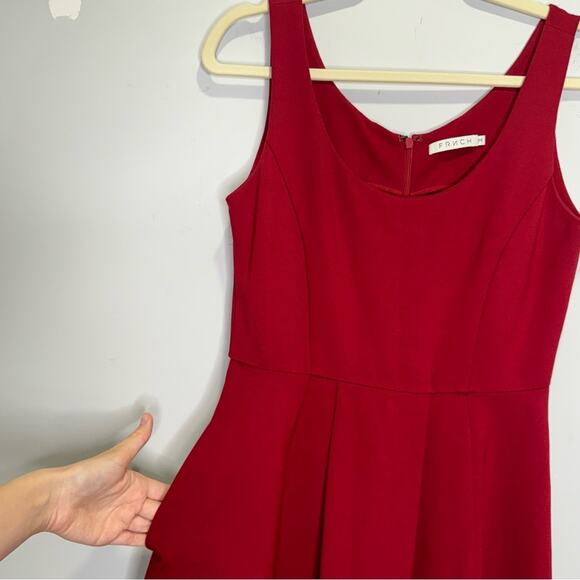 FRNCH Holiday Red A-line Romantic Scoop Neck Stretch Midi Sleeveless Dress Med - Picture 5 of 14